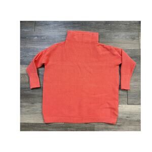Free People Oversized Turtleneck Sweater Orange Ribbed Knit XSmall